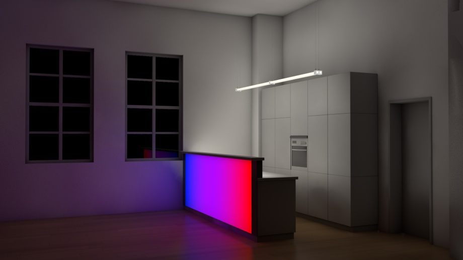 LED-Flächenlicht RGB dynamisch - Einbau in einer Küchentheke